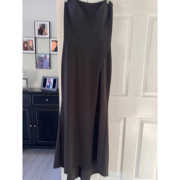La Femme‎ Strapless Gown Formal Dress Slit Back Detail Black Size 12 - Picture 6 of 16